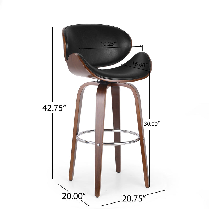 Lumos - Mid Century Modern Upholstered Swivel Barstool
