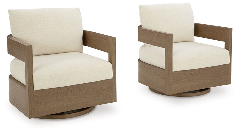 Serene Bay - Swivel Glider Chair With Cushion - Dark Brown / White