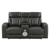 Taddeo - Power Motion Loveseat With Console, Speaker, USB, Wireless Charger & LED - Dark Gray