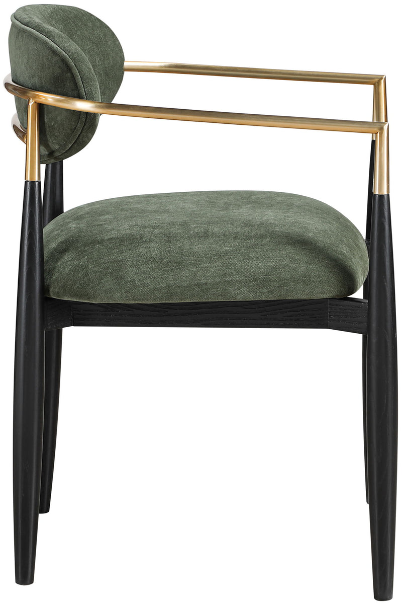 Riccio - Fabric Dining Arm Chair (Set of 2) - Black And Gold Frame