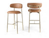 Lupita - Vegan Leather Upholstered Bar Stool With Brushed Gold Frame (Set of 2)