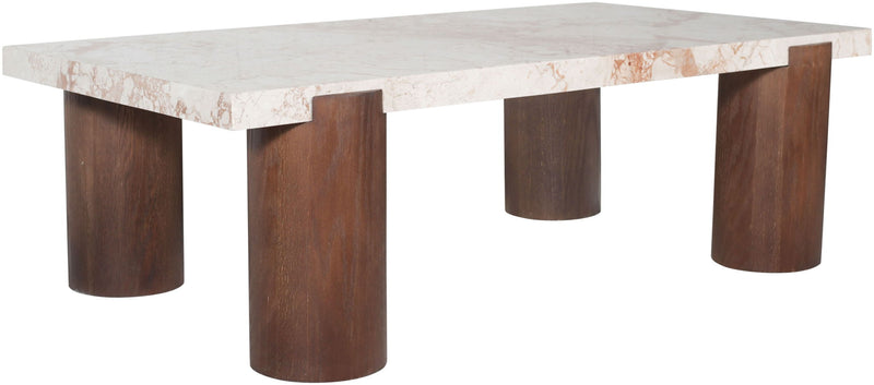 Campania - Marble And Oak Wood Coffee Table - Cream