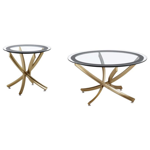 Gold / 2 Pc. Coffee Table, End Table