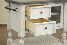 Stone - Kitchen Island With 2 Drawer / 1 Glass Door - Antiqued Ivory / Weathered Gray