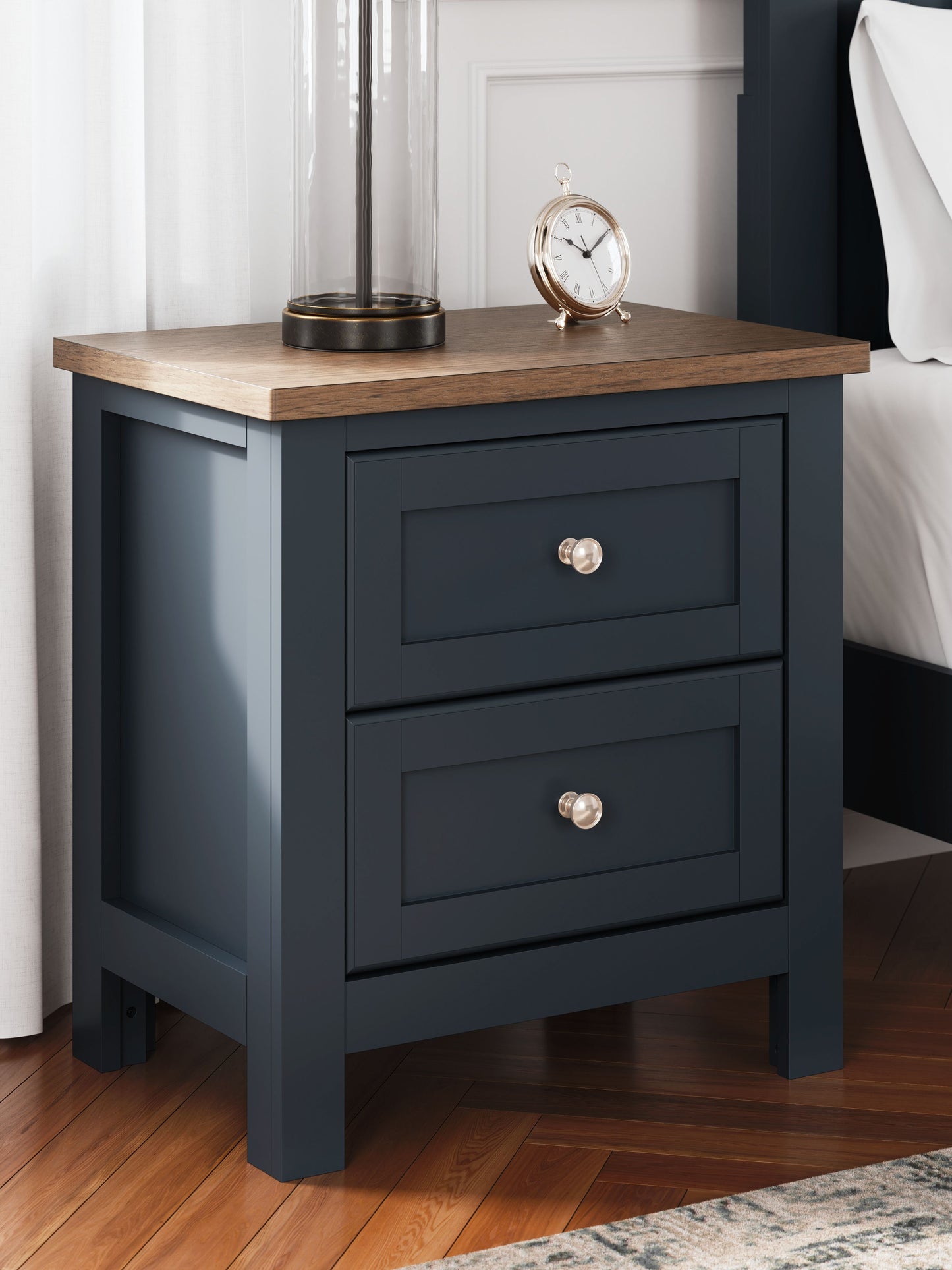 Landocken - Brown / Blue - Two Drawer Night Stand