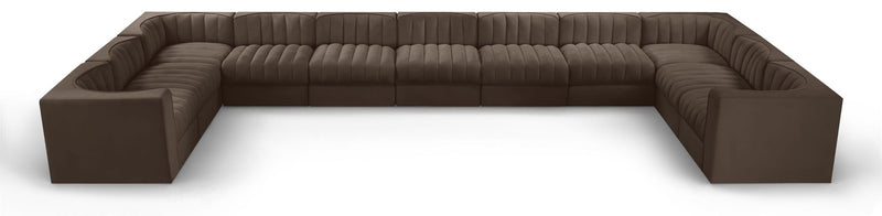 Rummi - Velvet Performance Fabric Upholstered 11 Piece Modular Sectional