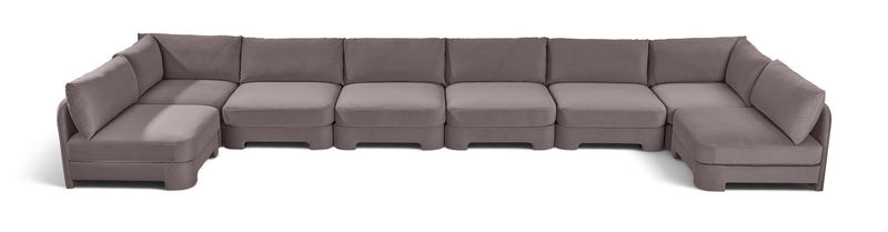 Hammond - Velvet Performance Fabric Upholstered 8 Piece U-Shaped Armless Sectional - Beige