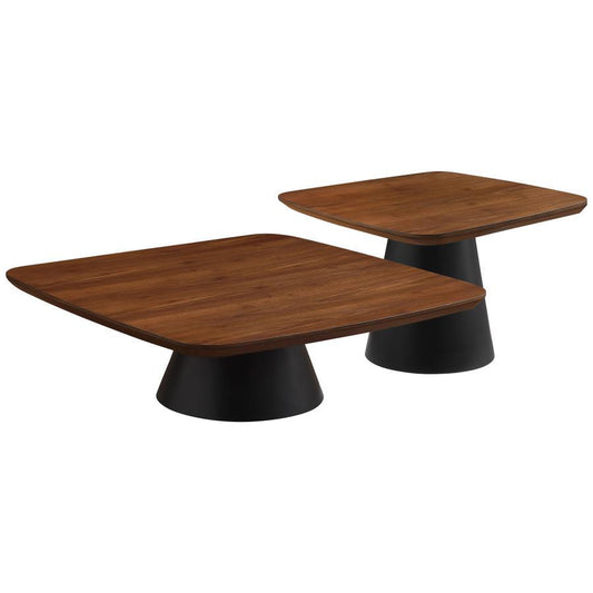 Eason - 2 Piece Coffee Table Set - Walnut And Black