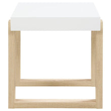 Pala - Rectangular End Table With Sled Base - White High Gloss And Natural