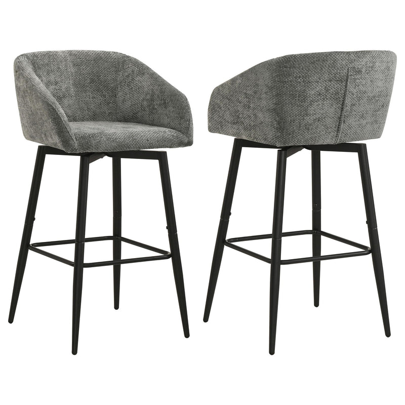 Rainer Fabric Upholstered Swivel Bar Chair Charcoal (Set of 2)