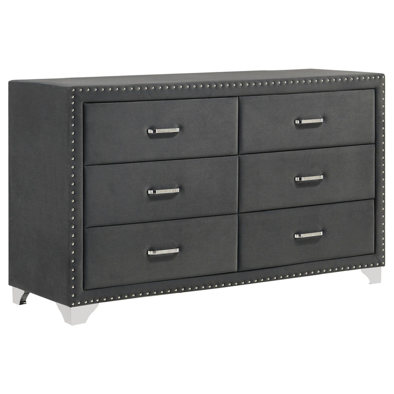 Melody 6-drawer Upholstered Dresser Grey
