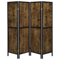 Deepika - 4-Panel Room Divider Folding Screen - Rustic Nutmeg