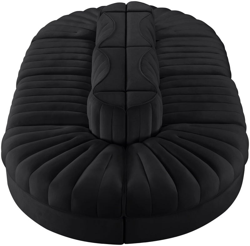 Rummi - Oval Velvet Performance Fabric Upholstered 8 Piece Modular Sectional