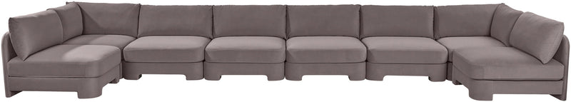 Hammond - Velvet Performance Fabric Upholstered 8 Piece U-Shaped Armless Sectional - Beige