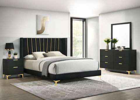 Black / 4 Pc. Bed, Dresser, Mirror, Nightstand / Queen