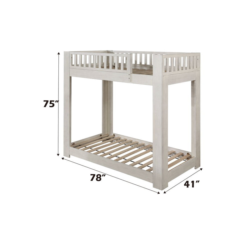 Cedro - Twin Over Twin Bunk Bed - Weathered White