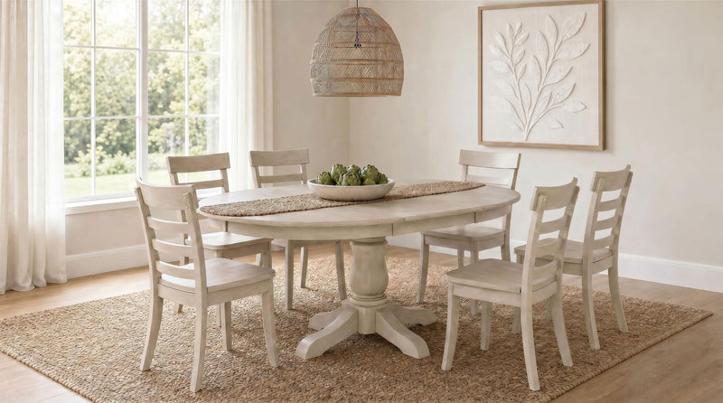 Orrison 7-piece Oval 62-inch Extension Leaf Dining Set Linen