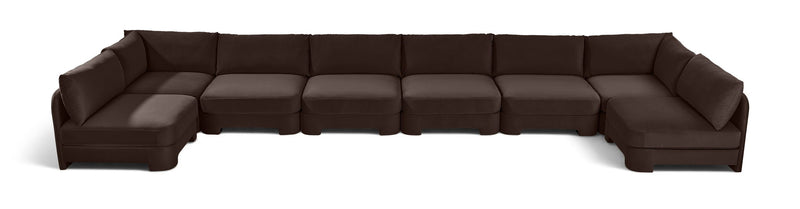 Hammond - Velvet Performance Fabric Upholstered 8 Piece U-Shaped Armless Sectional - Beige