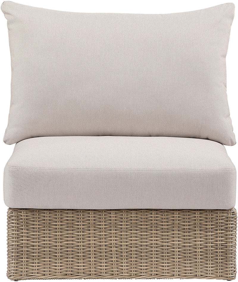 Seacrest - Olefin Water Resistant Fabric And Wicker Outdoor Patio Armless Chair