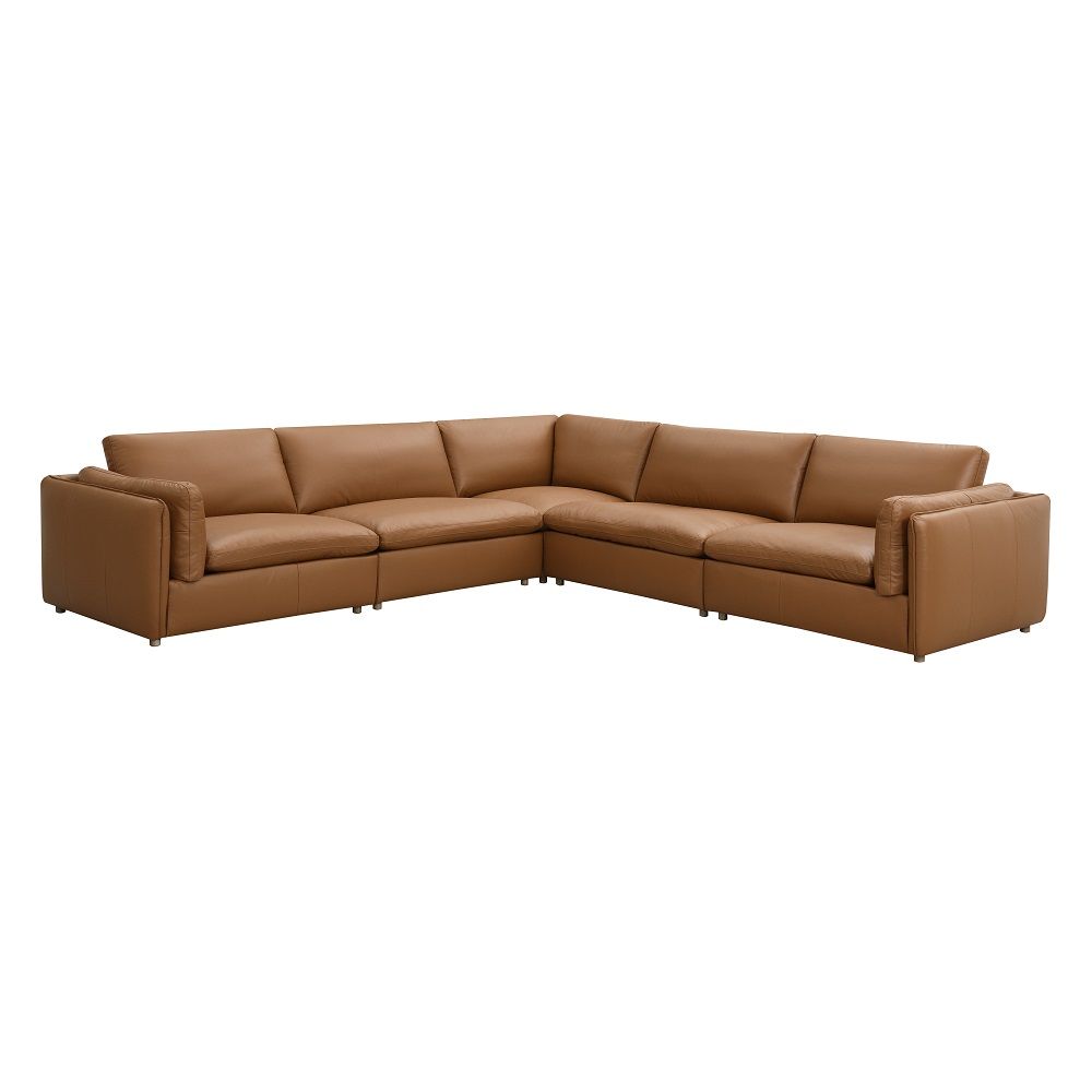 Brighton - Modular Left Facing Arm Chair - Brown Top Grain Leather