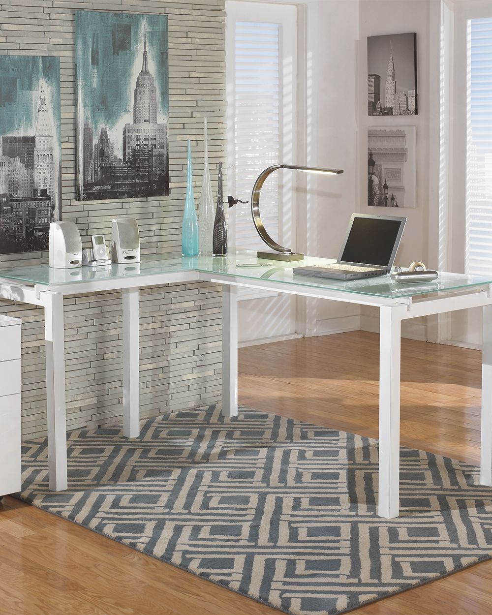 Baraga - White - L-Desk