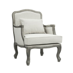 Tania - Chair With Pillow - Cream Linen & Gray