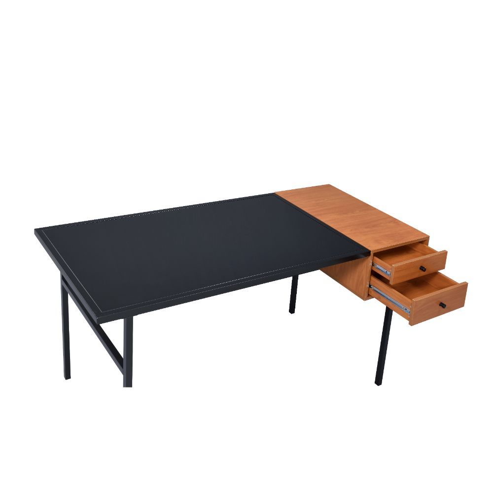 Oaken - Executive Writing Desk - Honey Oak & Black