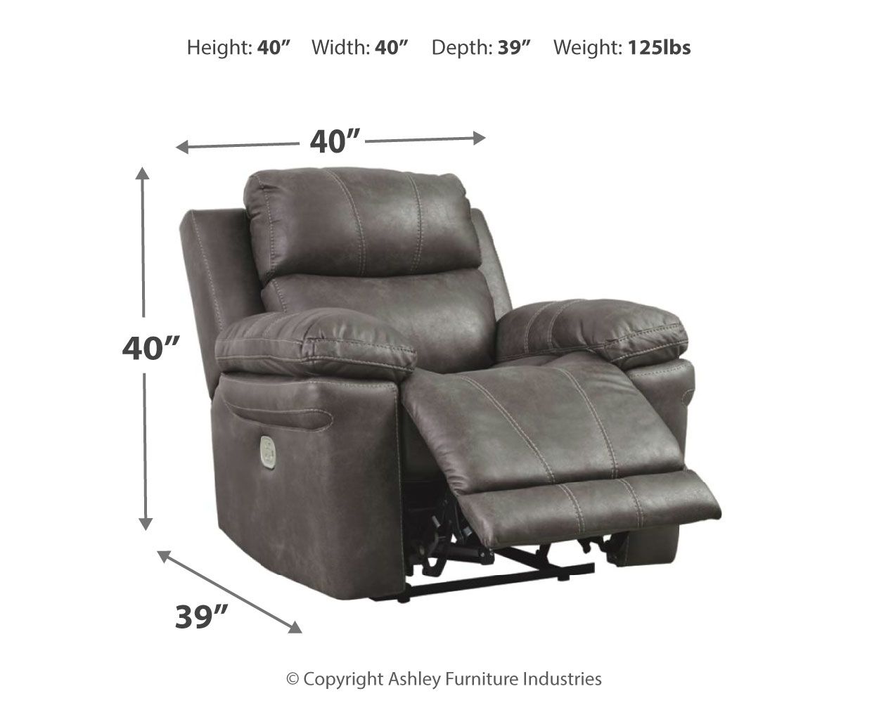 Erlangen - Dark Gray - PWR Recliner/Adj Headrest