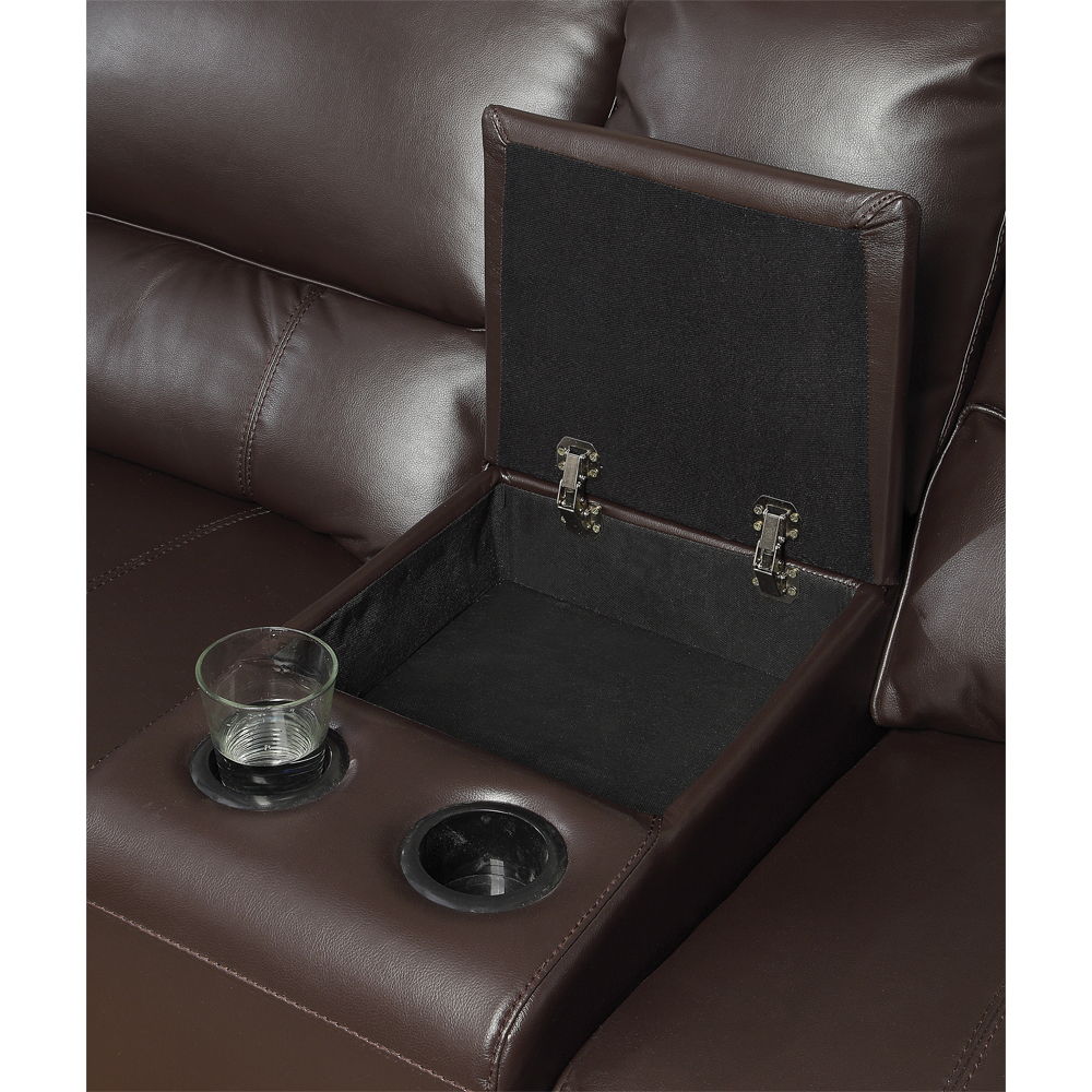 Saul - Power Motion Leather-Aire Sectional Sofa - Espresso