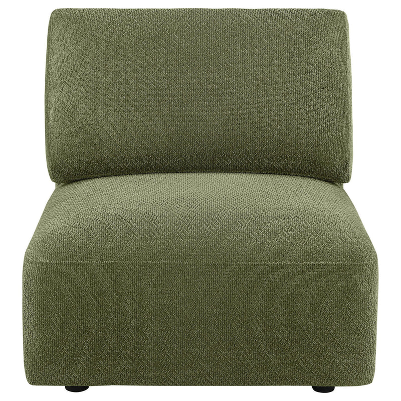 Elysia Chenille Upholstered Modular Armless Chair Green