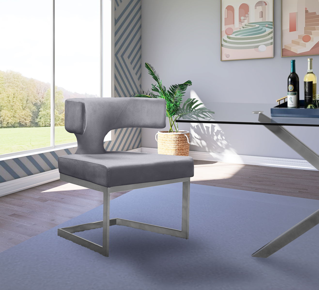 Alexandra - Dining Chair with Chrome Legs