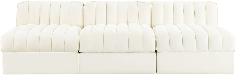 Rummi - Velvet Performance Fabric Upholstered 3 Piece Modular Armless Sofa