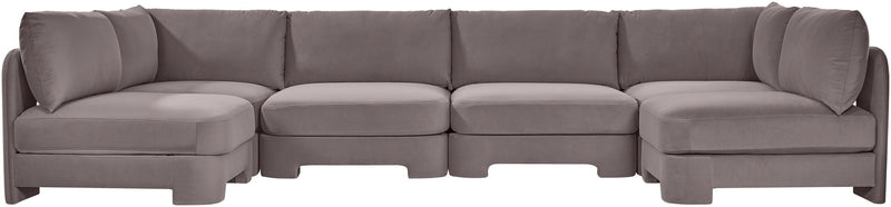 Hammond - Velvet Performance Fabric Upholstered 6 Piece U-Shaped Armless Sectional