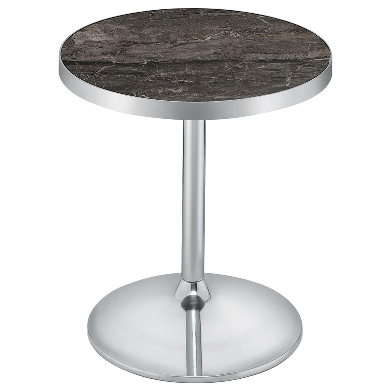 Cazen Round Faux Marble Top Pedestal Side Table Grey