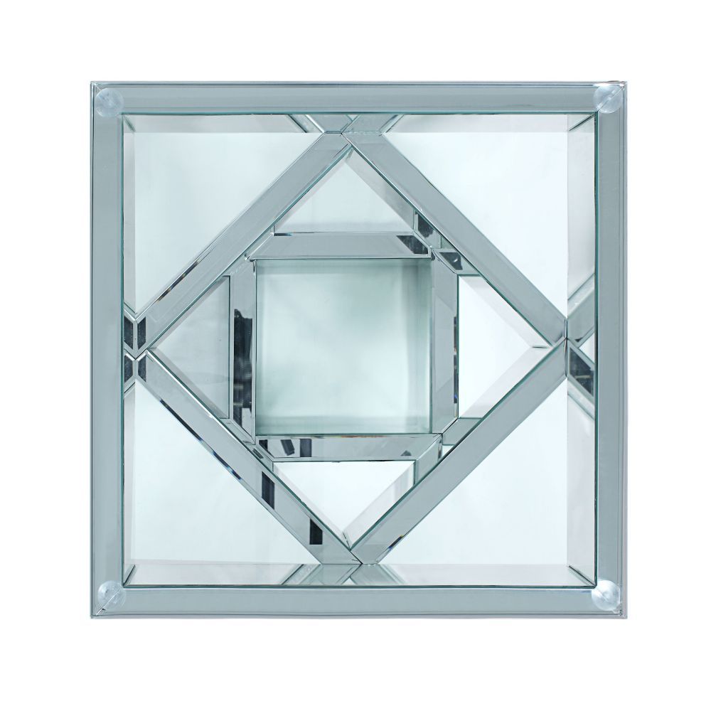 Noralie - 24" X 24" End Table - Mirrored & Faux Diamonds
