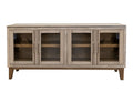 Forest - 4 Glass Door Metal Handle Console - Ivory White & Brown