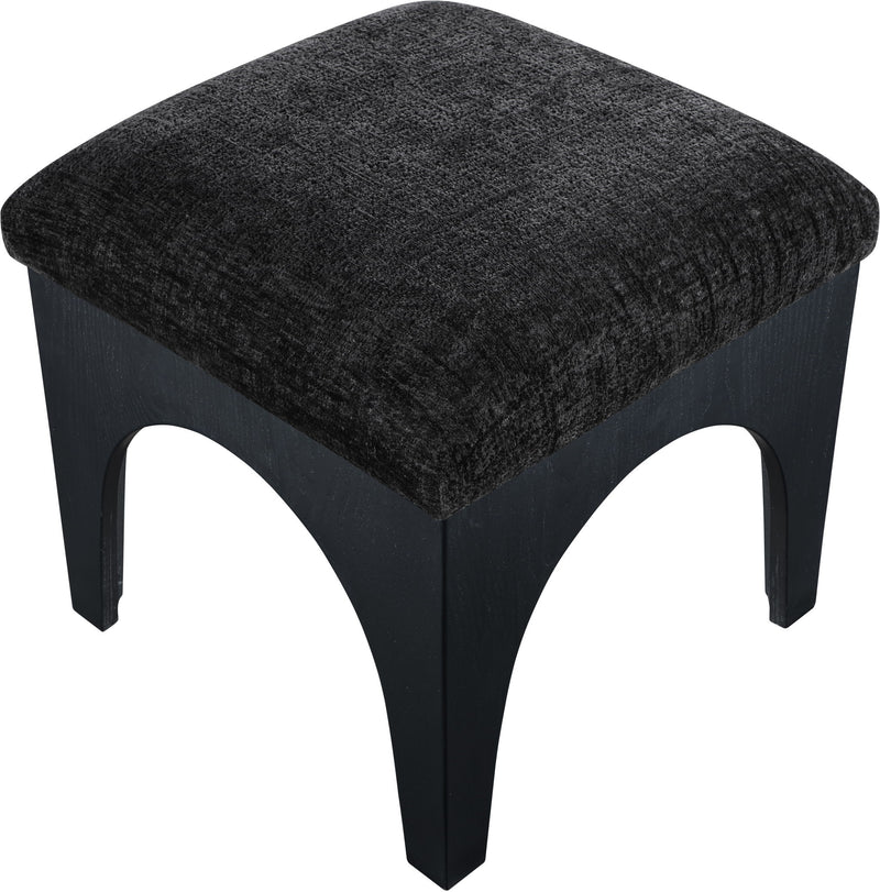 Lawson - Chenille Fabric Ottoman - Black Base