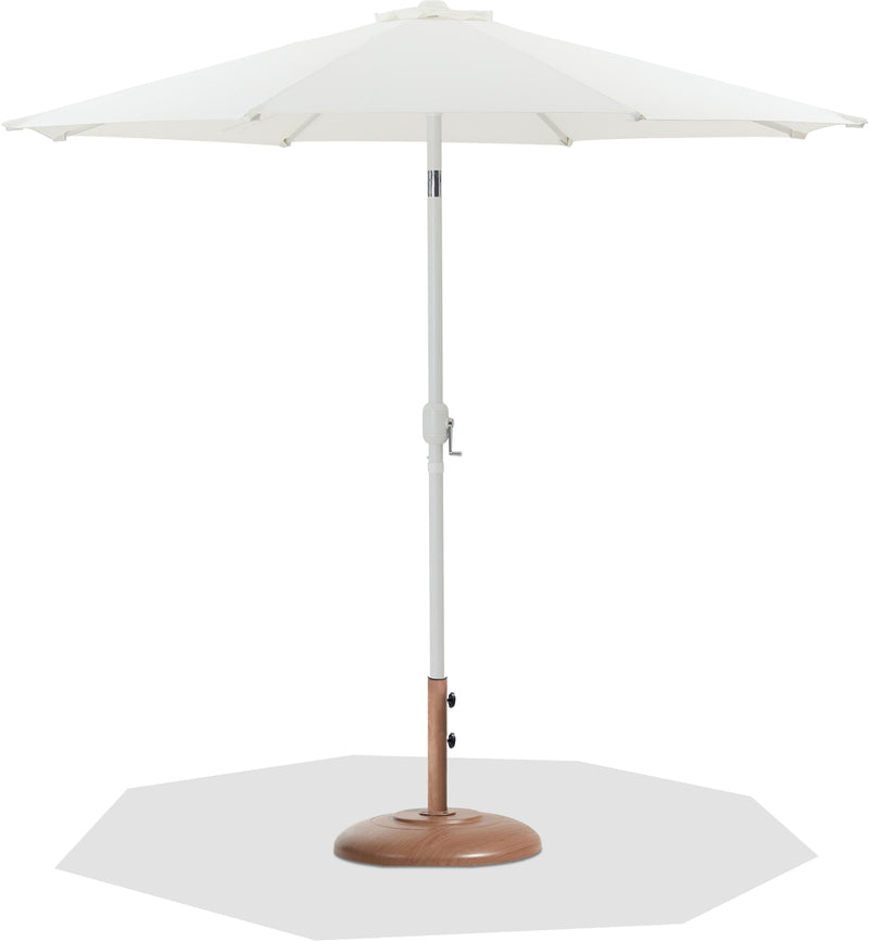 Fiji - Aluminum Patio Umbrella With Round Teak And White Base