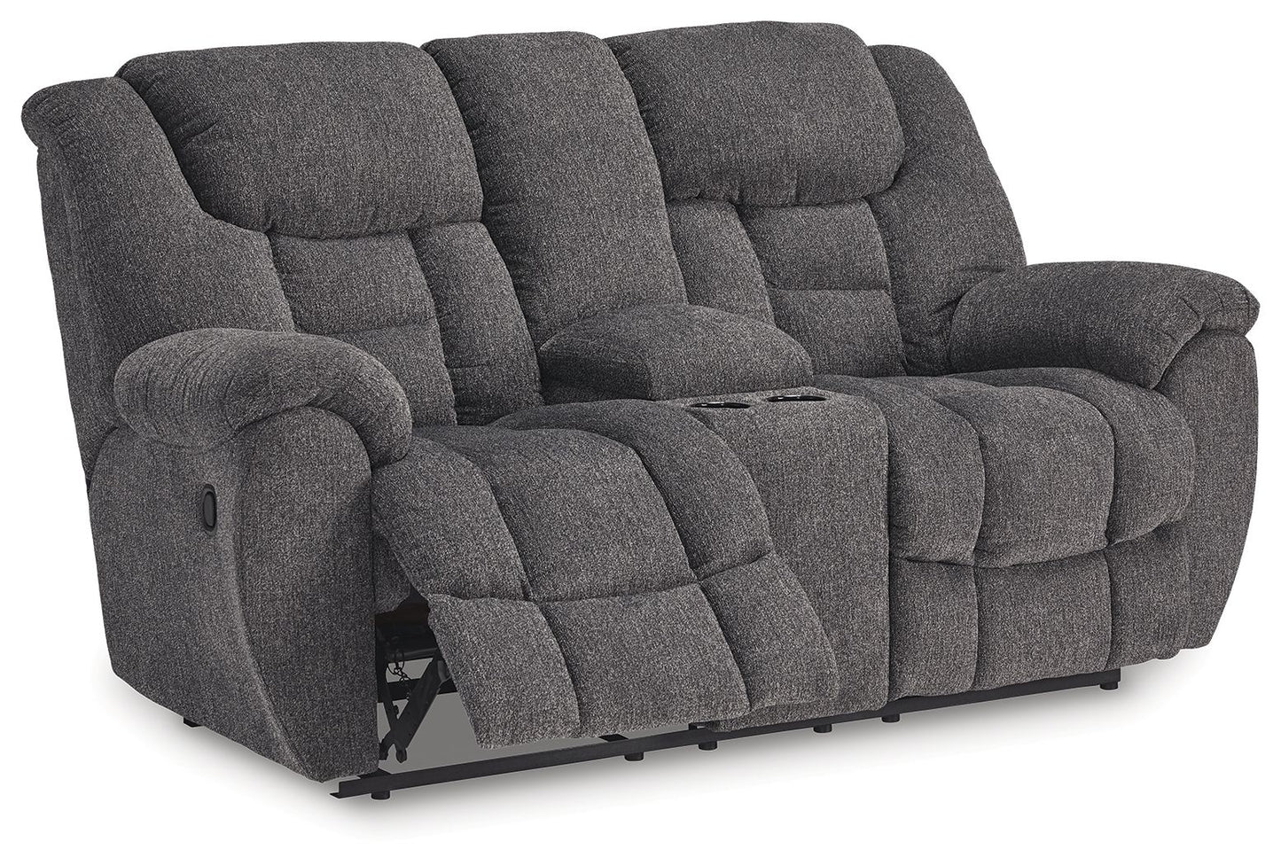 Foreside - Charcoal - Dbl Reclining Loveseat with Console