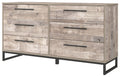 Neilsville - Whitewash - Six Drawer Dresser - Vinyl-Wrapped