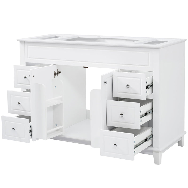 Bathroom Vanity Cabinet Only, 6 Soft Close Drawers & Double Doors - White