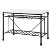 Mera - Kitchen Island - White Marble Top & Gray