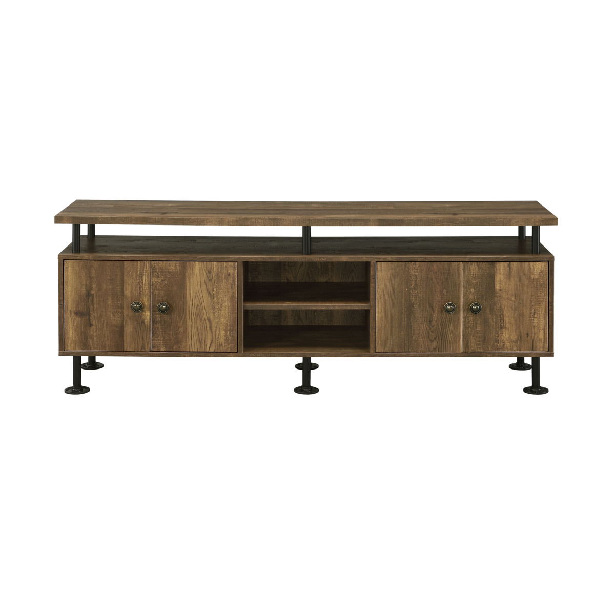 Ensata II - TV Stand - Rustic Oak & Black Finish