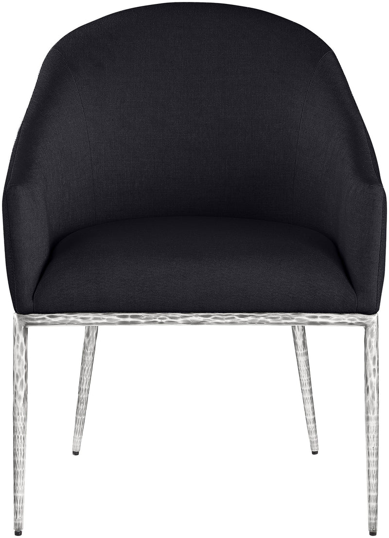 Ferro - Upholstered Dining Arm Chair With Brushed Silver Legs