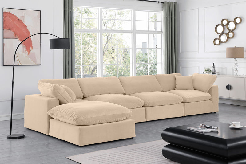 Comfy - 5 Piece Velvet Modular Sectional With Chaise