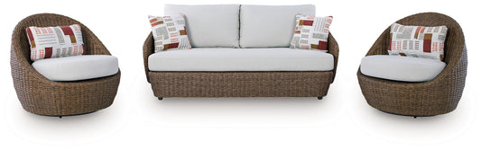 Double Point - Loveseat, Swivel Chairs Set (Set of 3) - Beige