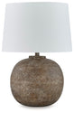 Neavesboro - Antique Brown / White - Metal Table Lamp