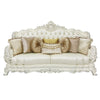 Adara - Sofa With 7 Pillows - Pearl White Synthetic Leather & Antique White