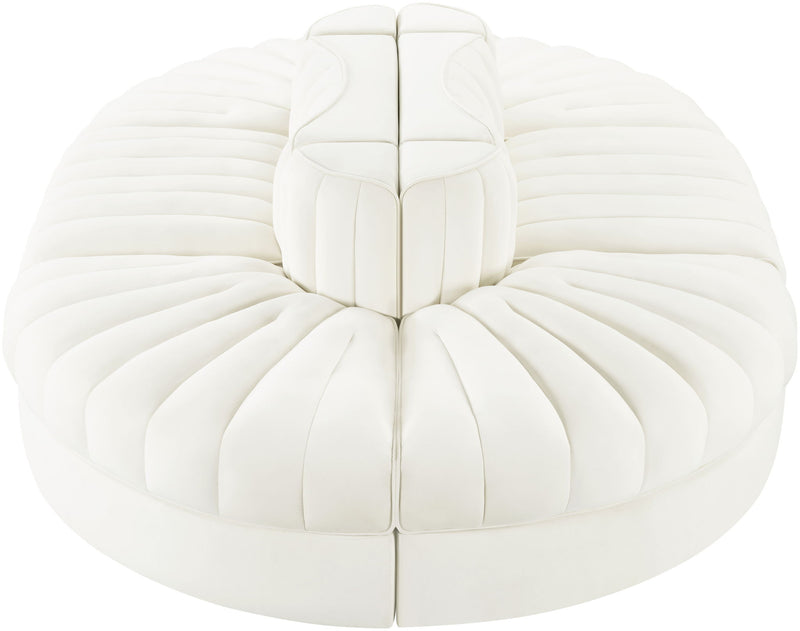 Rummi - Oval Velvet Performance Fabric Upholstered 6 Piece Modular Sectional