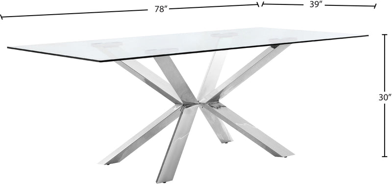 Juno - Glass Dining Table - Pearl Silver